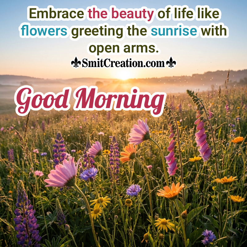 Good Morning Flower Quote Greeting Image