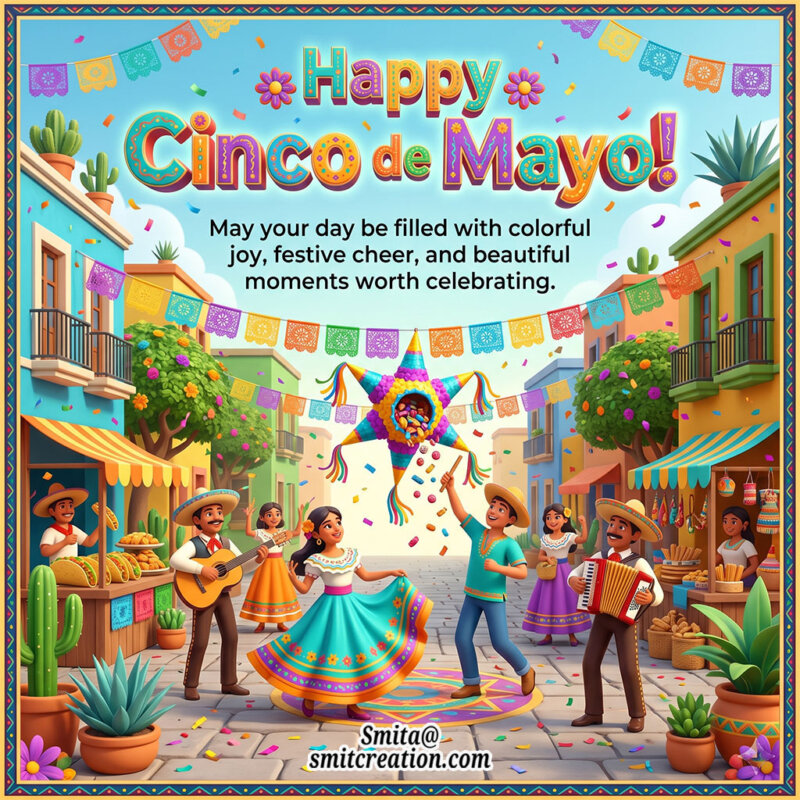 Happy Cinco De Mayo Colorful Joy Festive Quote Image