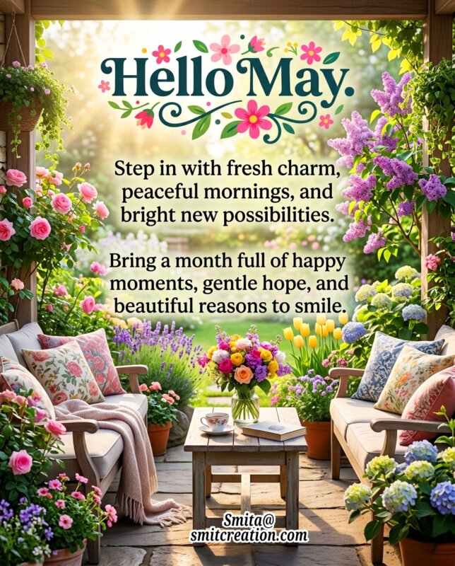 Hello May Peaceful Mornings Message Image