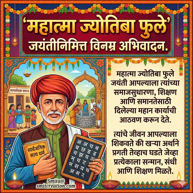 Mahatma Jyotiba Phule Jayanti Marathi Inspiration Tribute Image