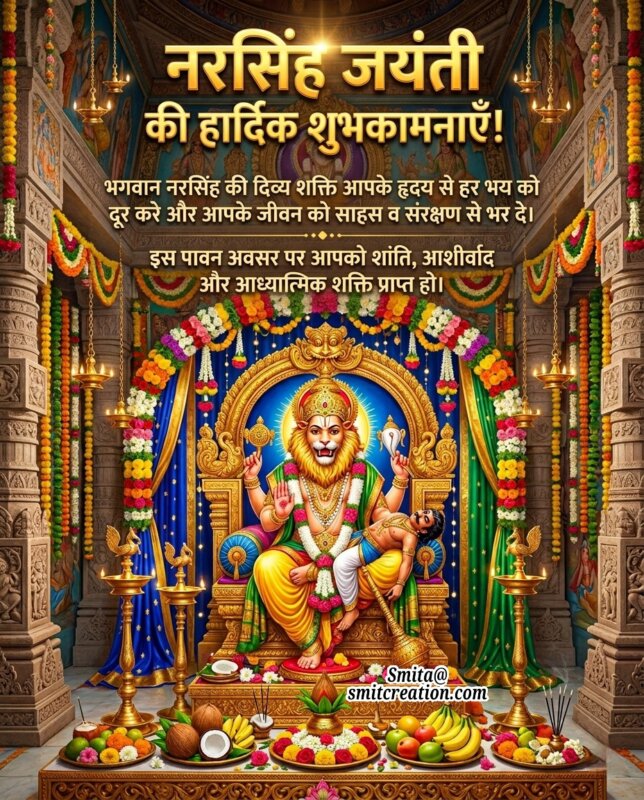 Narasimha Jayanti Hindi Blessings Quote Image