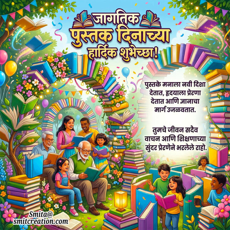 World Book Day Marathi Reading Inspiration Message Image