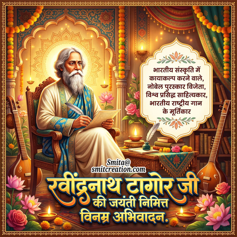 7 May Rabindranath Tagore Jayanti Image In Hindi