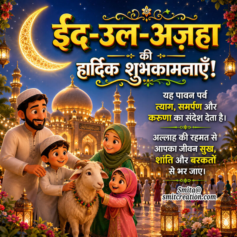 Eid Al Adha Hindi Wishes Image