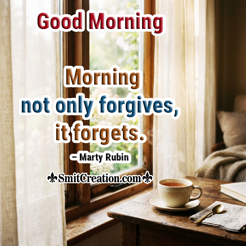 Good Morning Motivational Quote With Cup Of Tea Picture