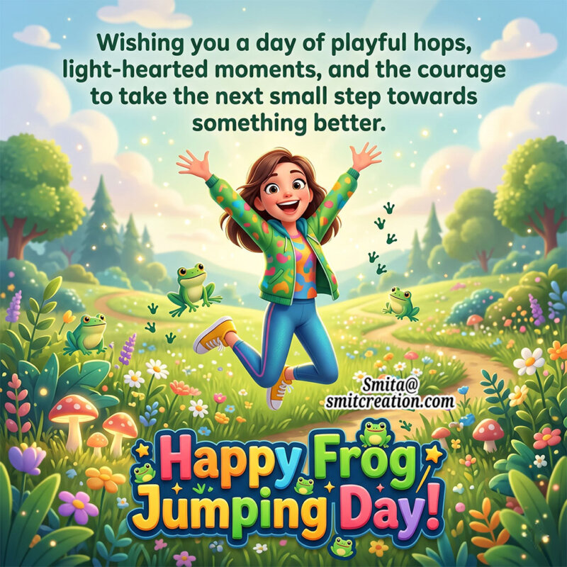 Happy Frog Jumping Day Playful Hops Message Image
