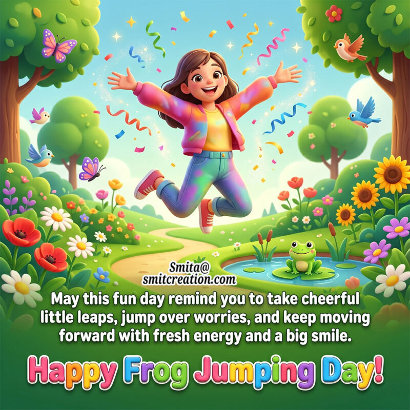 Happy Frog Jumping Day Positive Energy Wish Image