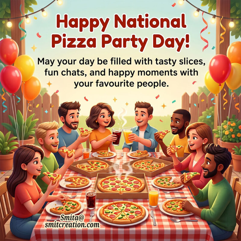 Happy National Pizza Party Day Fun Celebration Message Image