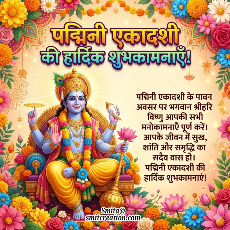 Padmini Ekadashi Shri Hari Vishnu Wishes Image