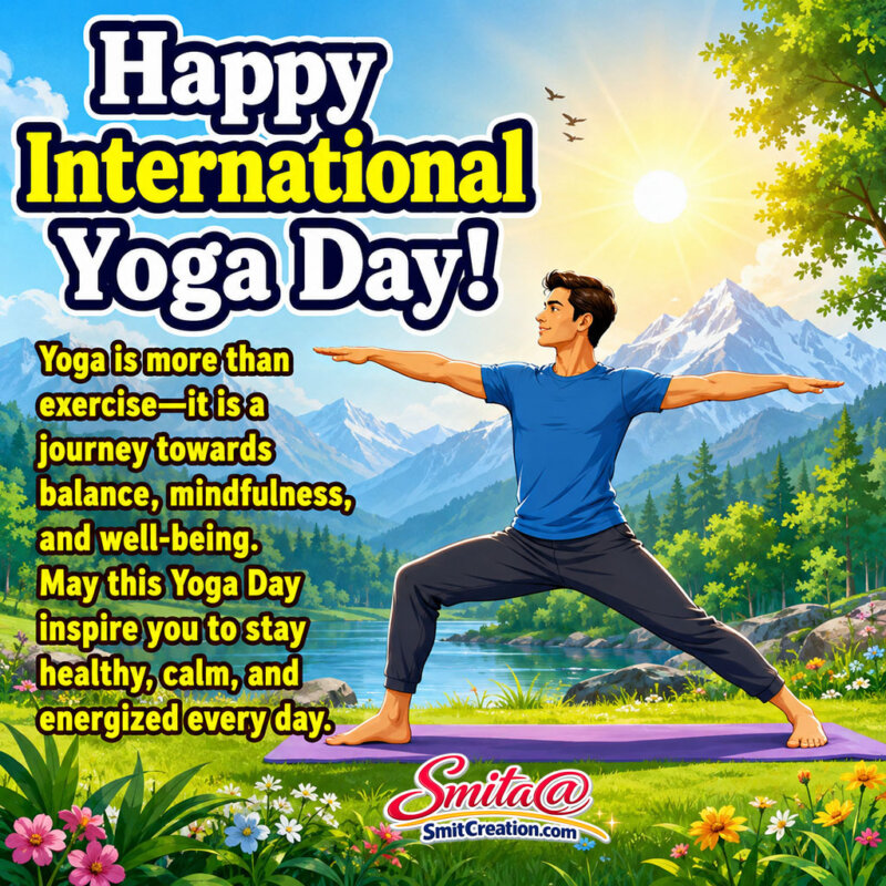 Happy International Yoga Day English Balance And Wellbeing Quote Image