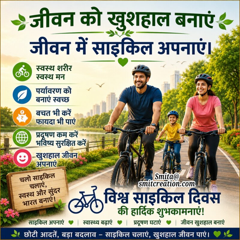 Happy World Bicycle Day Hindi Slogan