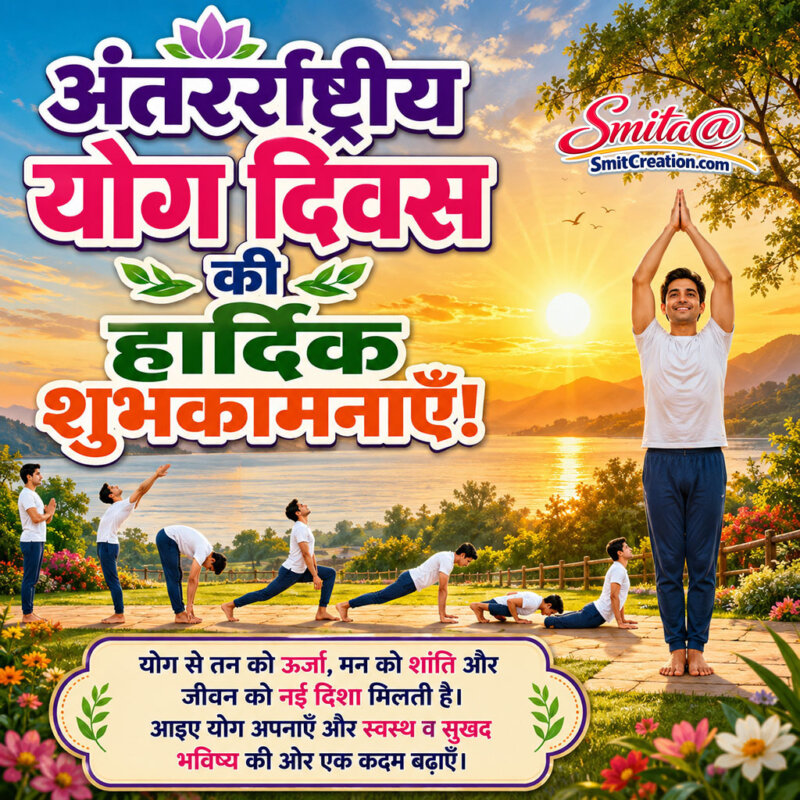 International Yoga Day Hindi Positive Living Wishes Image