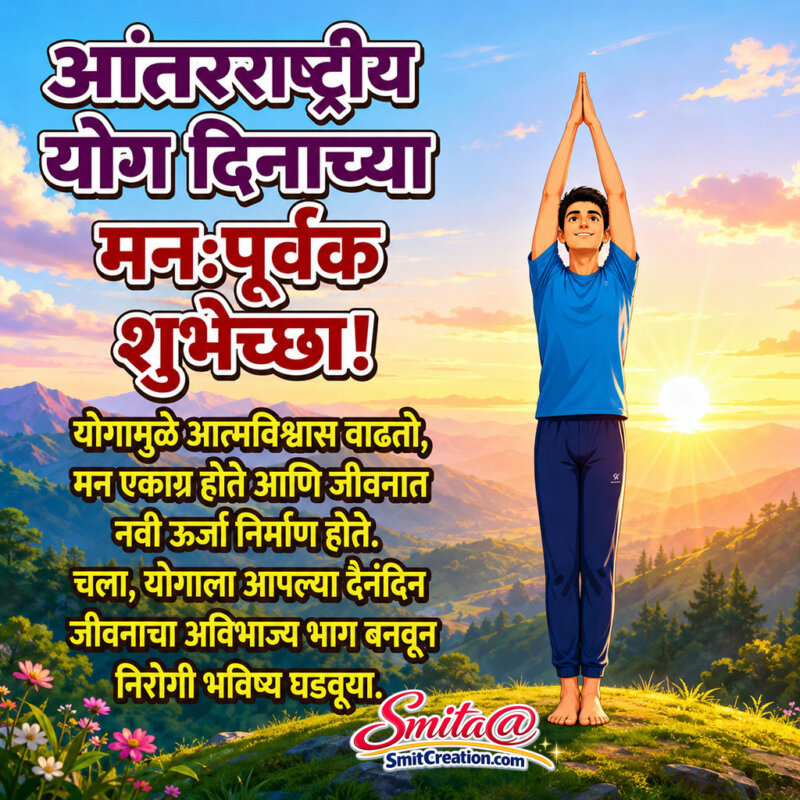 International Yoga Day Marathi Healthy Living Wishes Image