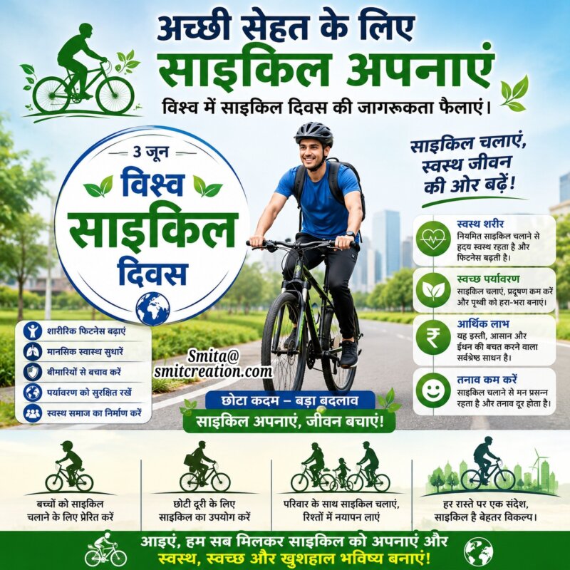 World Bicycle Day Image In Hindi