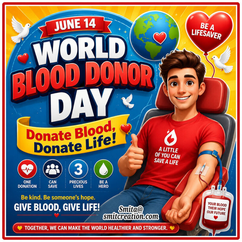 World Blood Donor Day English Blood Donation Campaign Poster Image