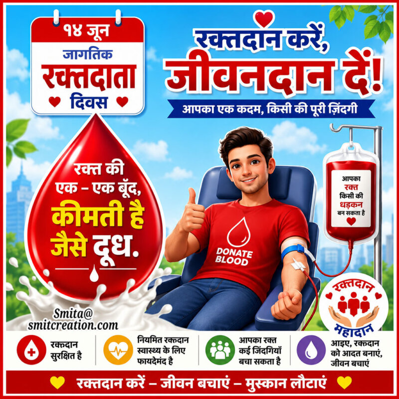 World Blood Donor Day Hindi Poster