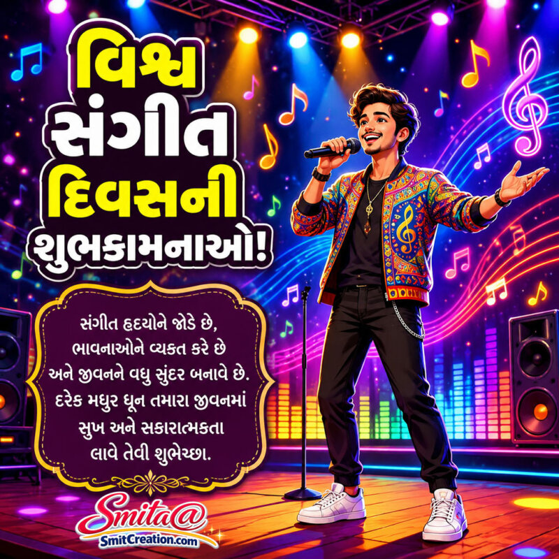 World Music Day Gujarati Status Image