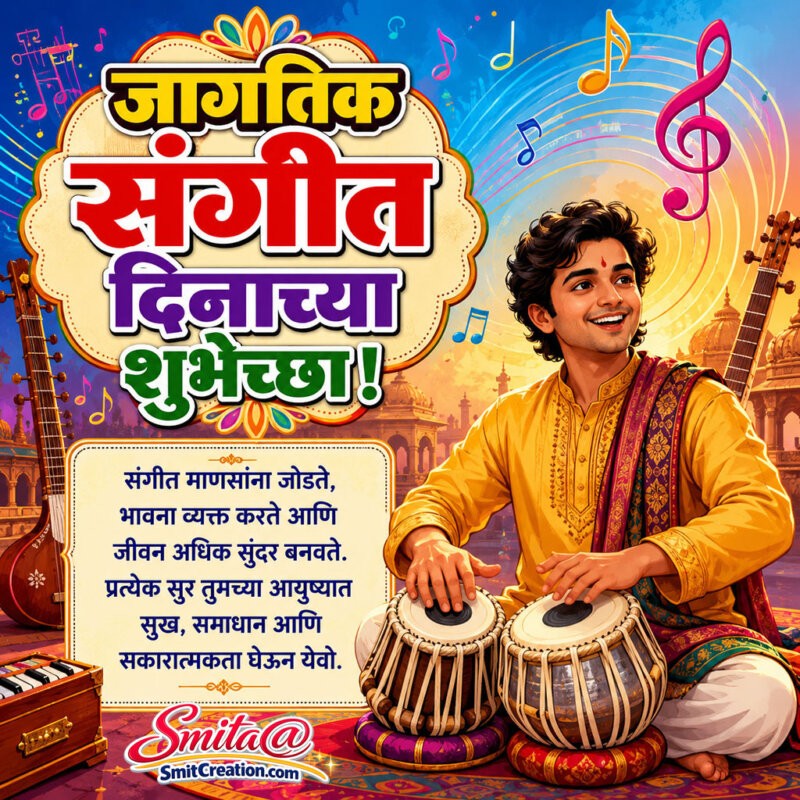 World Music Day Marathi Status Image