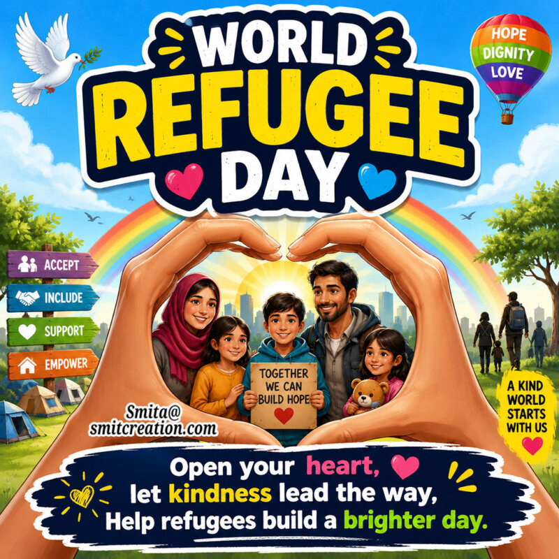 World Refugee Day Kindness And Hope Slogan Image
