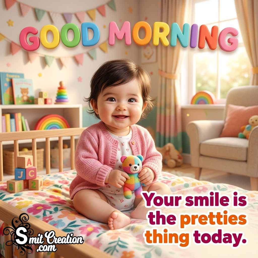 Good Morning Baby Girl With Prettiest Smile Photo