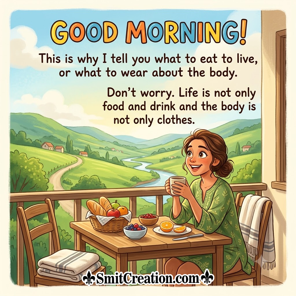 Good Morning Bible Quote With Cup Of Tea Image