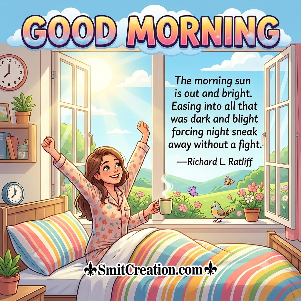 Good Morning Inspirational Quote With Birds Image