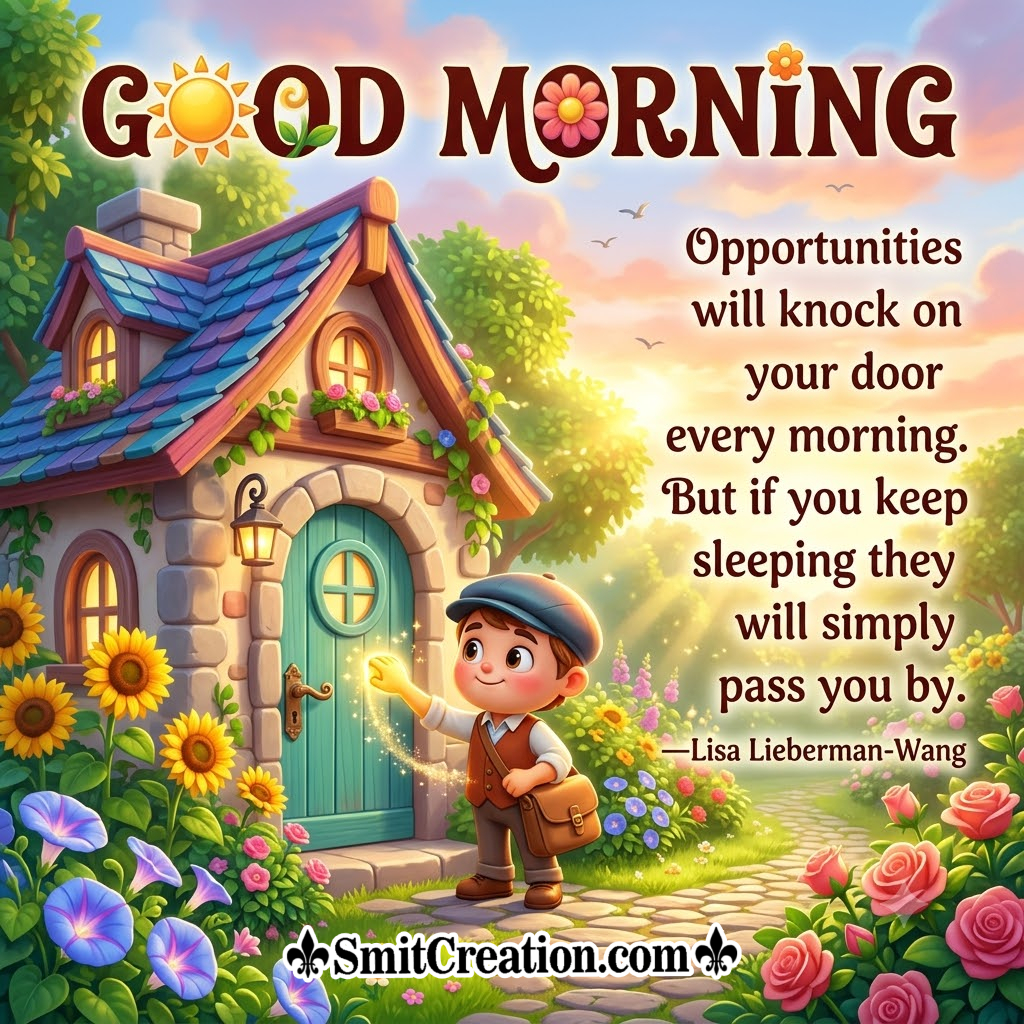 Good Morning Inspirational Quote With Flowers Image