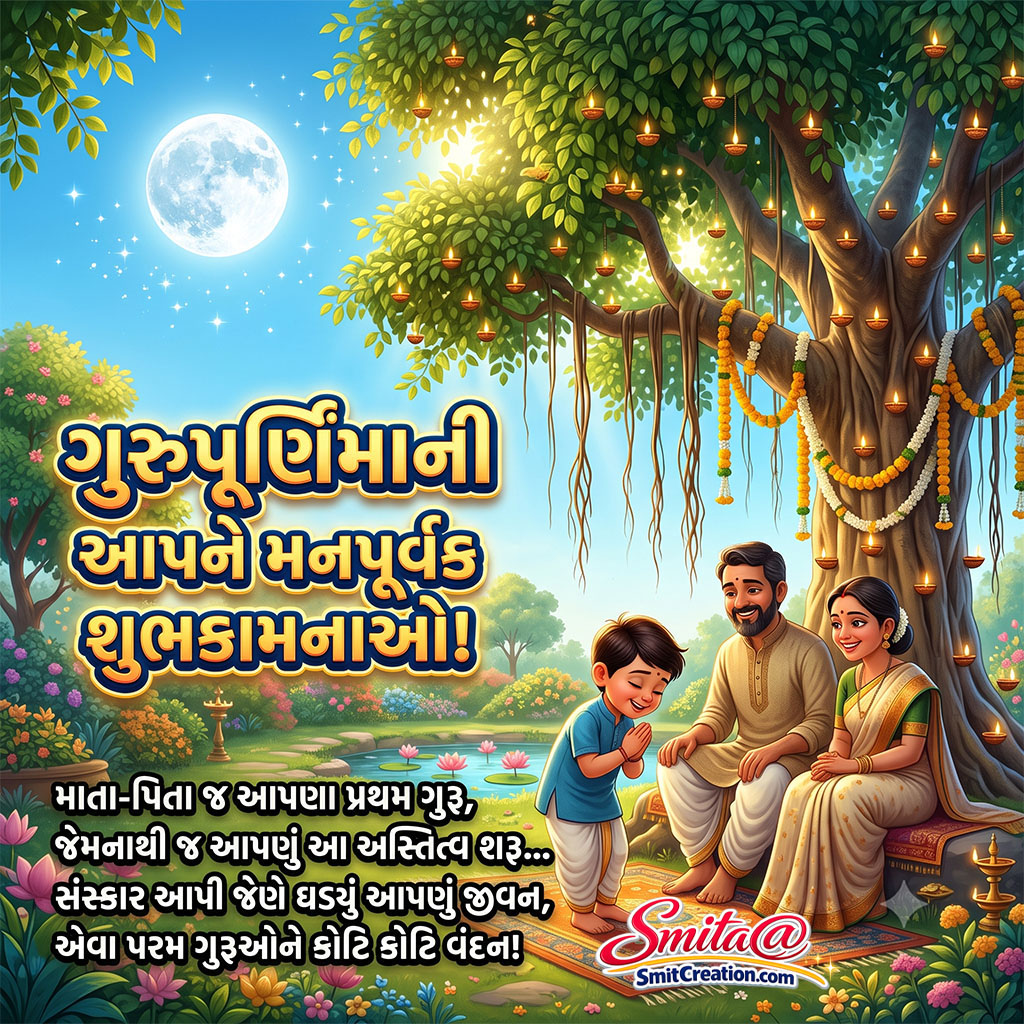 Guru Purnima Wish Photo For Parents In Gujarati