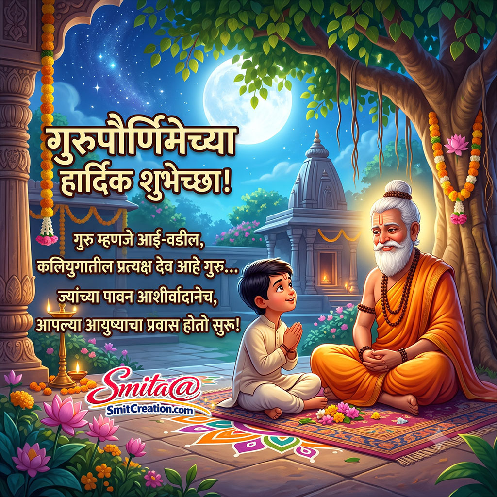 Guru Purnima Wishes In Marathi ( गुरुपौर्णिमेच्या हार्दिक शुभेच्छा )