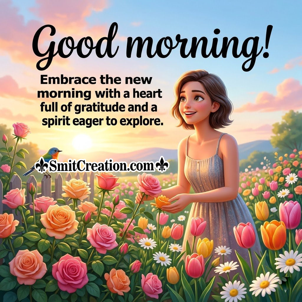 New Morning Quote With Flowers Image