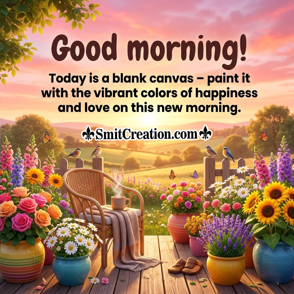 New Morning Quote With Flowers Vase Image