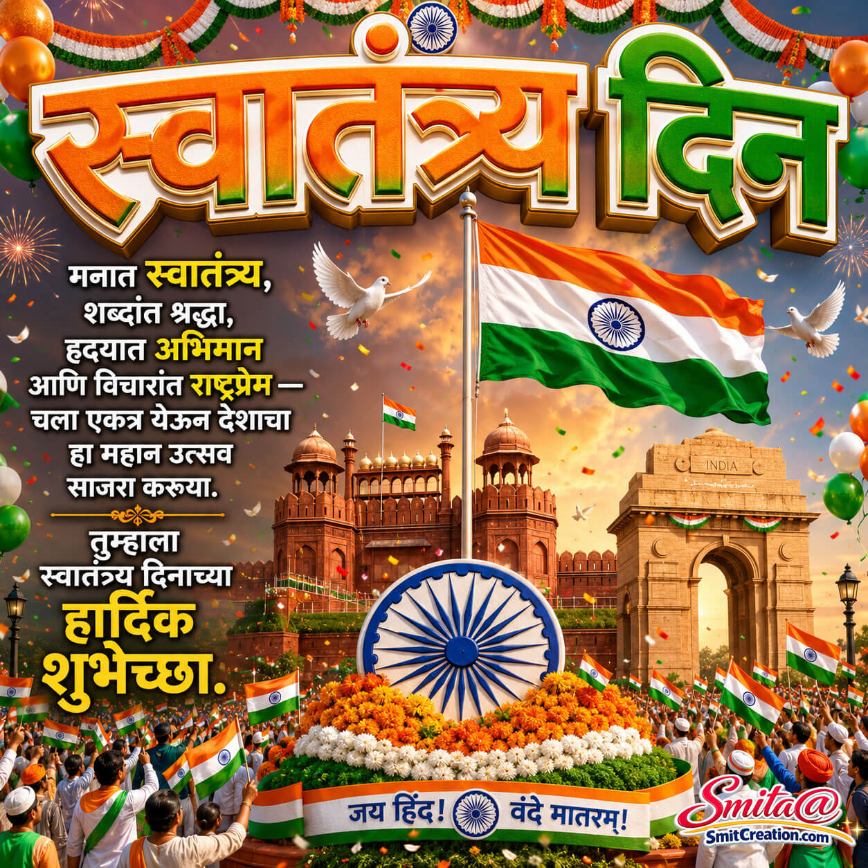 15 August Independence Day Marathi Image