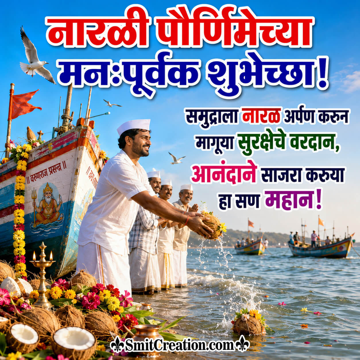 Happy Narali Purnima Wish Pic In Marathi