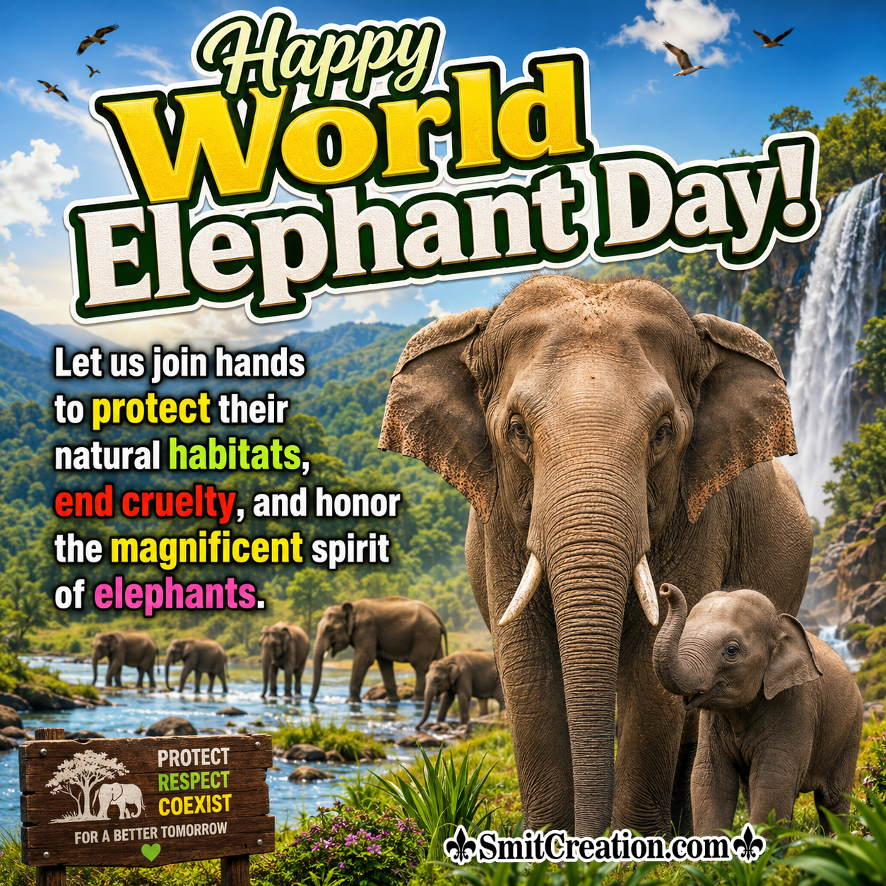Happy World Elephant Day Nice Wish Pic