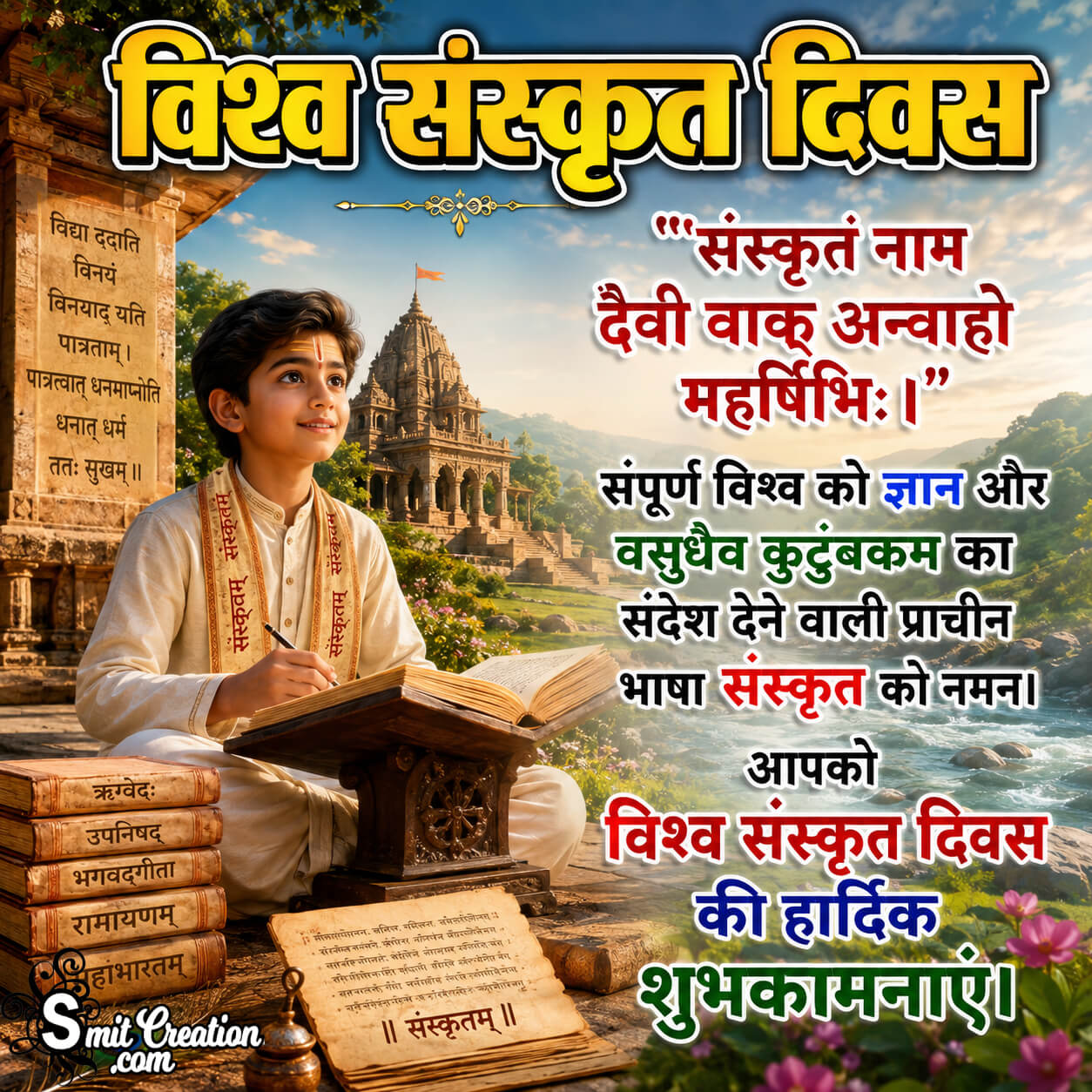 Happy World Sanskrit Day Lovely Wish Pic