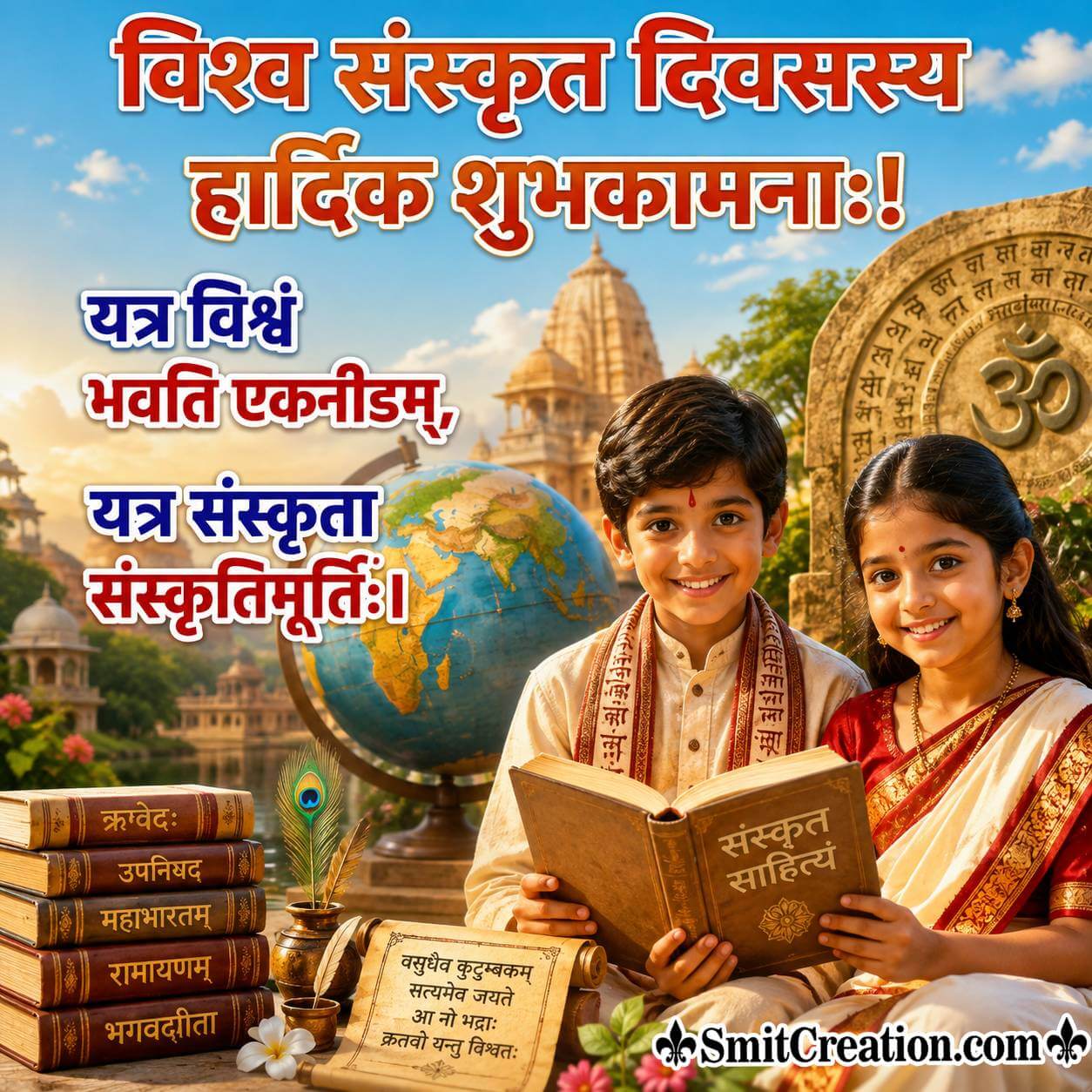 Happy World Sanskrit Day Status Image