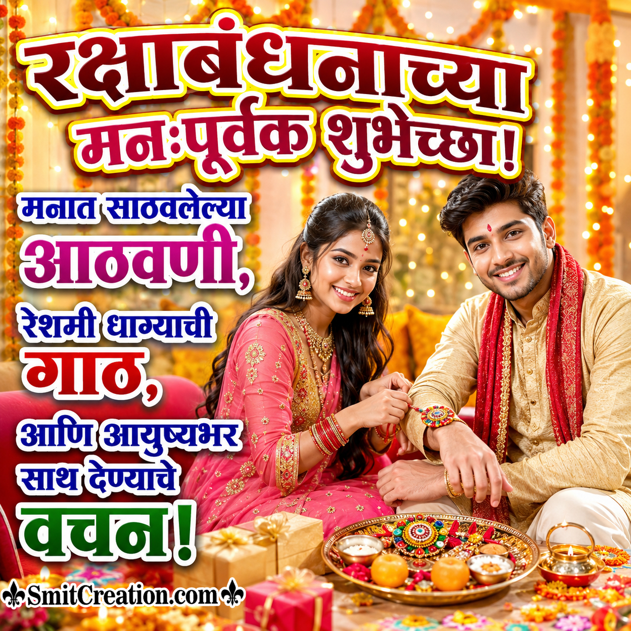 Raksha Bandhan Shubhechha Greeting Image In Marathi