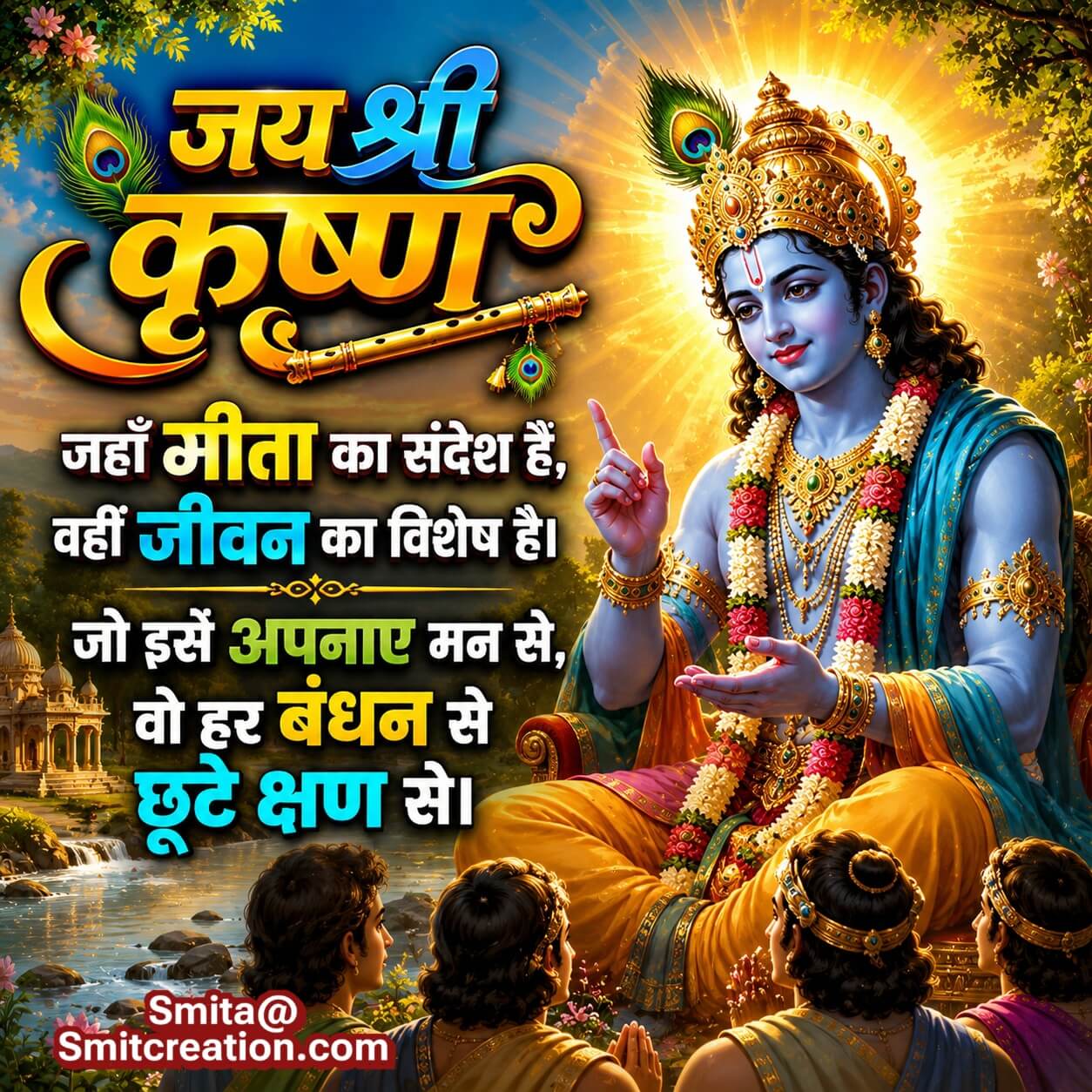 Shri Krishna Gita Sandesh Bhakti Shayari Image