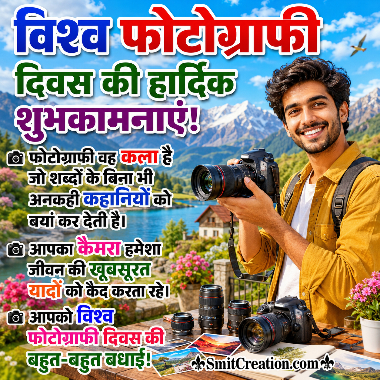 Vishva Photography Diwas Hindi Wishes Pic