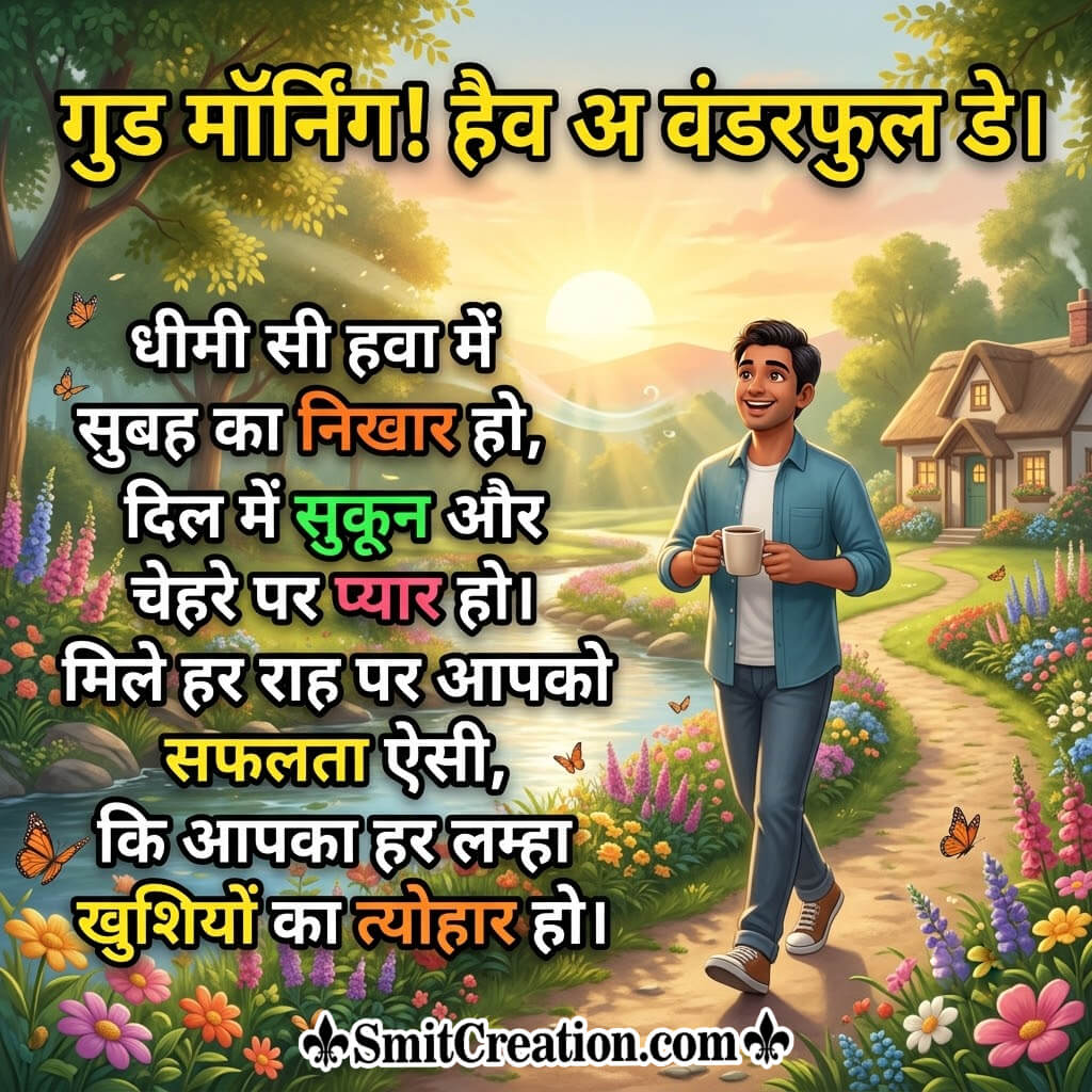 Good Morning Have A Wonderful Day Hindi Shayari Pic