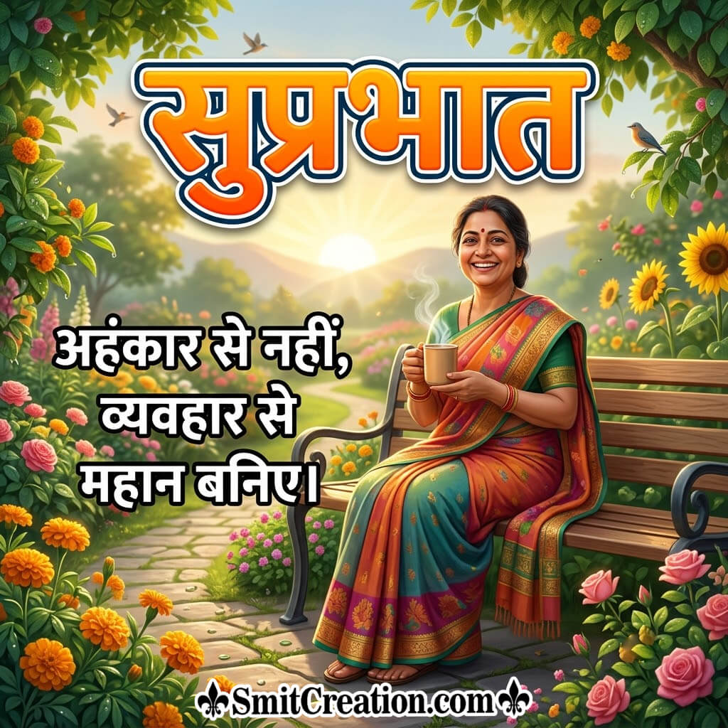 Good Morning Hindi Quotes On Ego With Sunflower Image