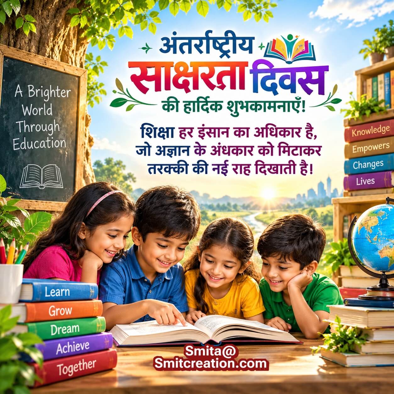 International Literacy Day Hindi Education Wishes Pic