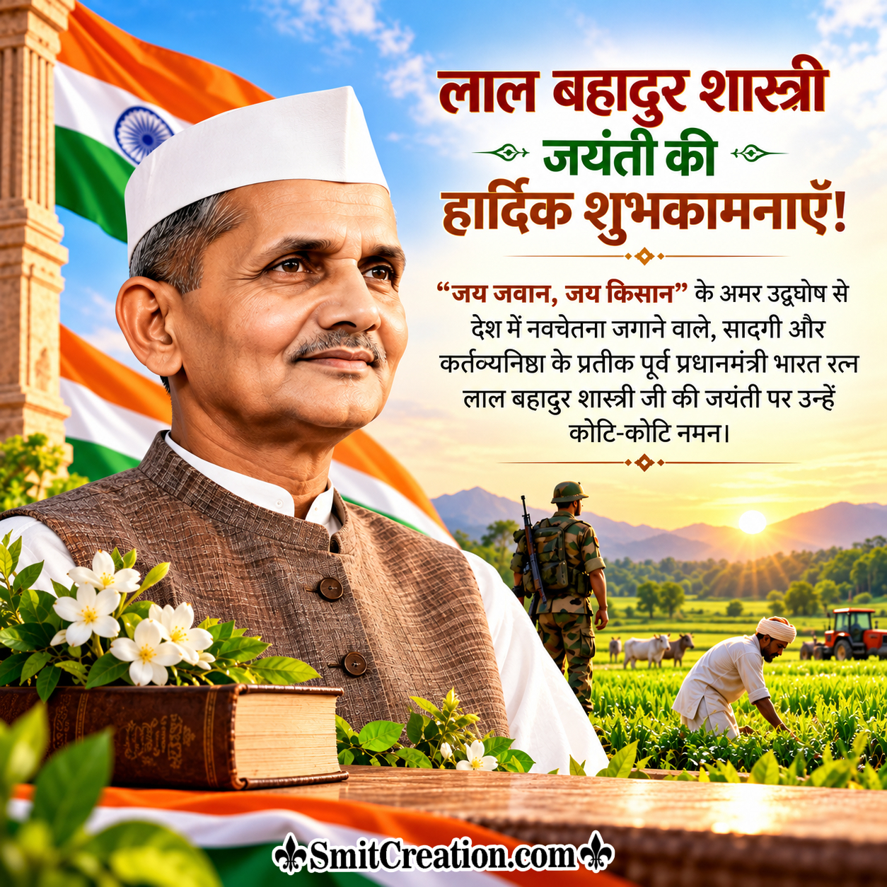 Lal Bahadur Shastri Jayanti Ki Shubhkamnnaye Best Hindi Message Pic