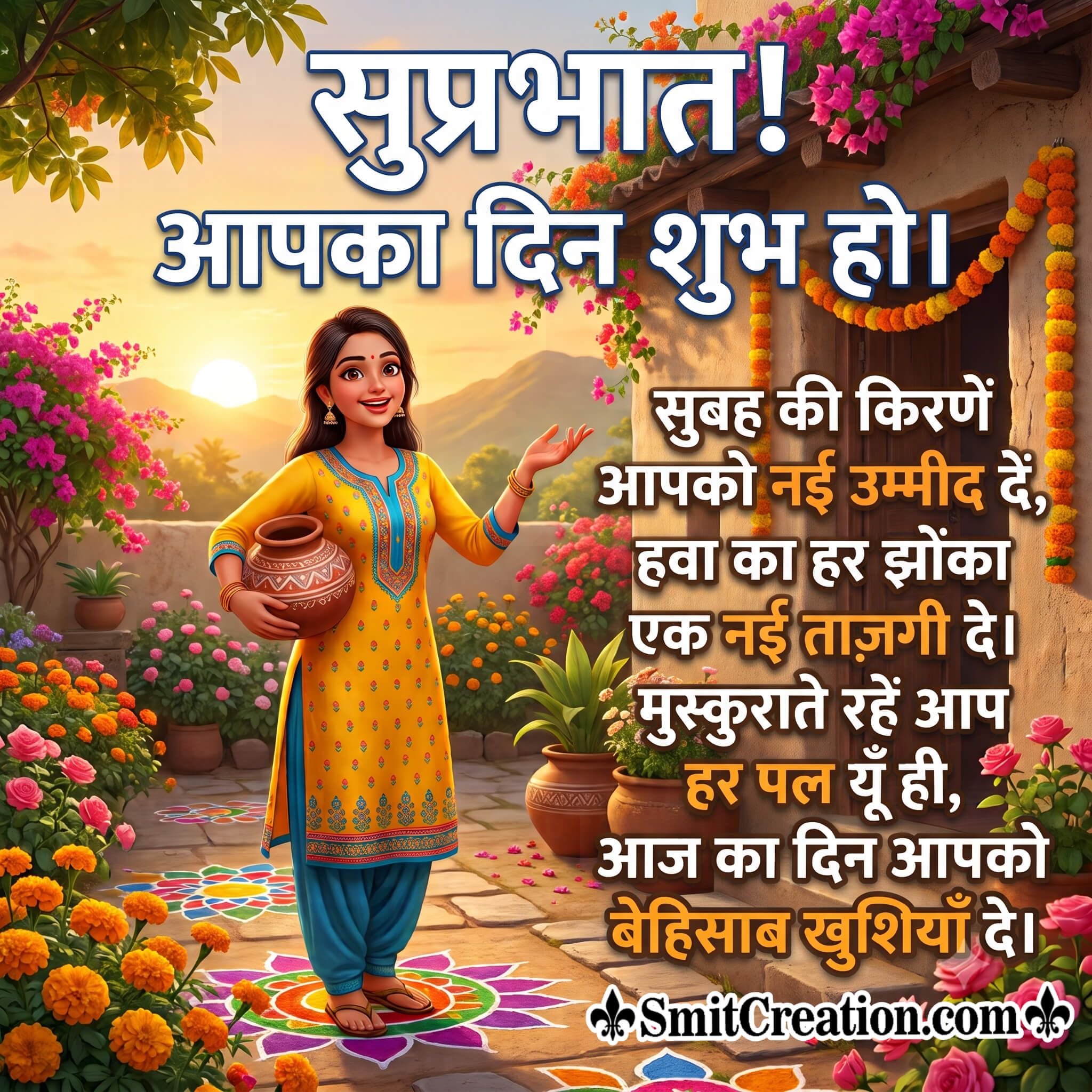 Sprabhat Hindi Shayari Lovely Greeting Image