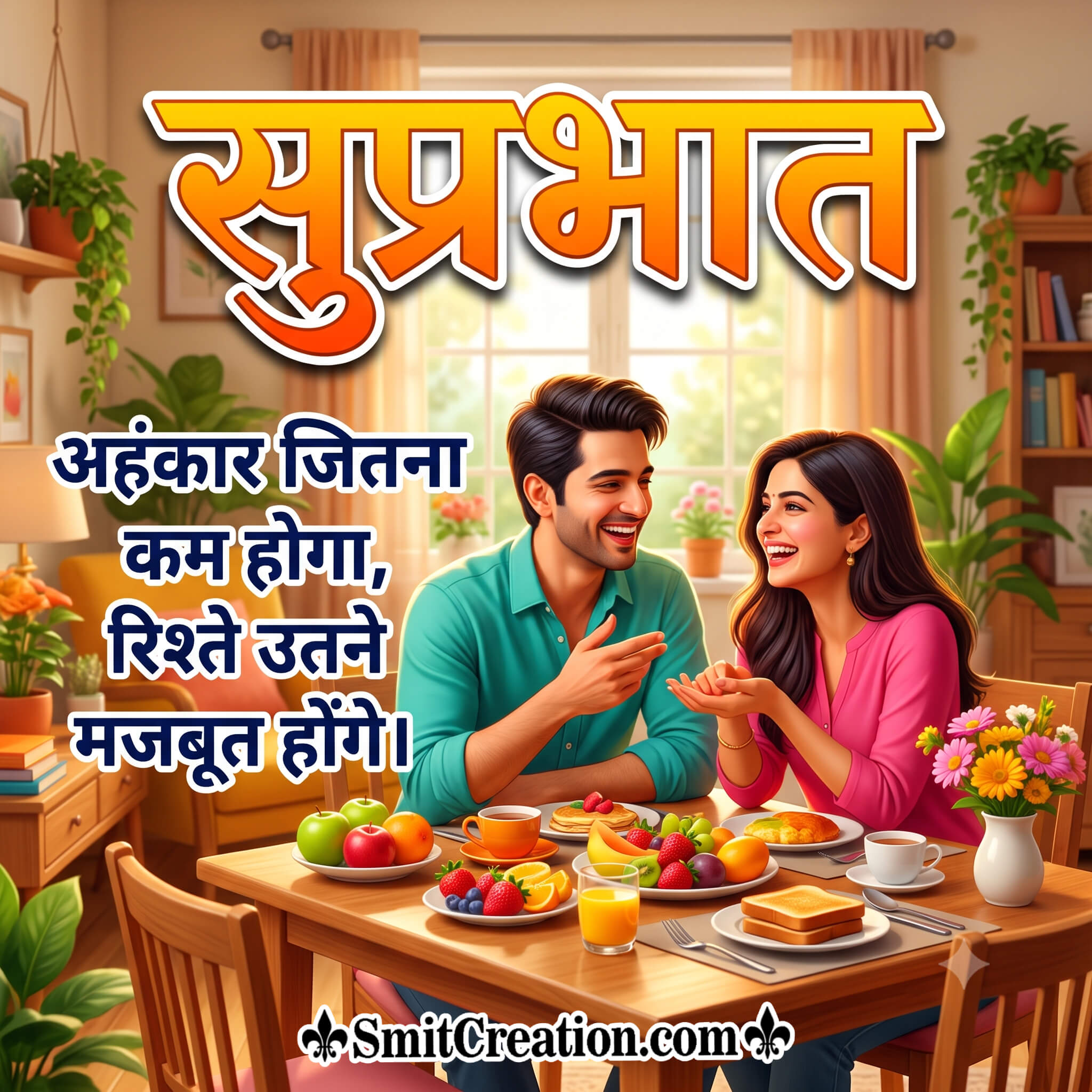 Suprabhat Hindi Quotes One Ego With Flower Pot Pic