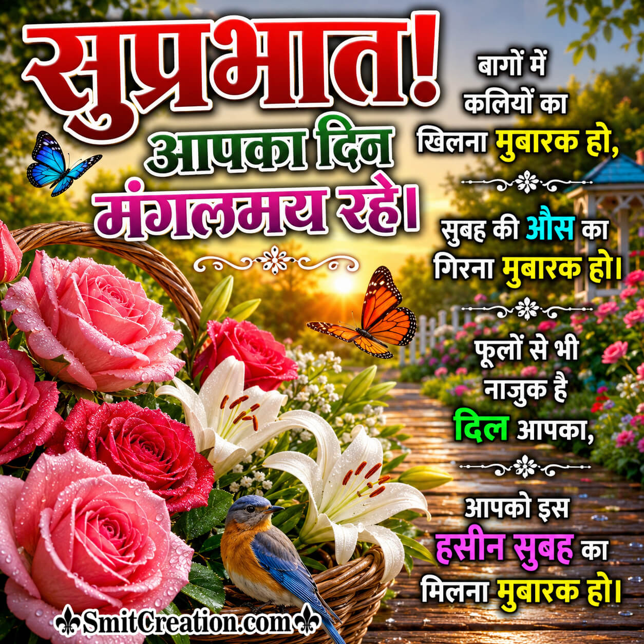 Suprabhat Hindi Shayari Image With Bird Image