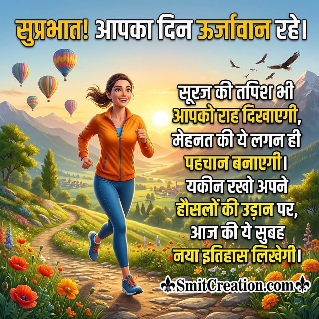 Suprabhat Hindi Shayari Nice Image With Birds