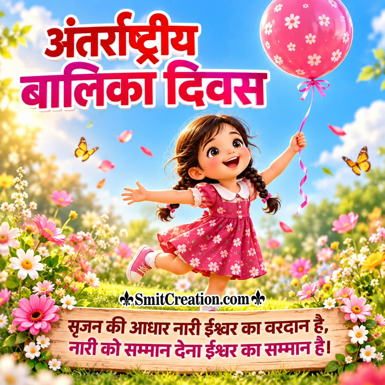 Girl Child Day Hindi Slogan Image